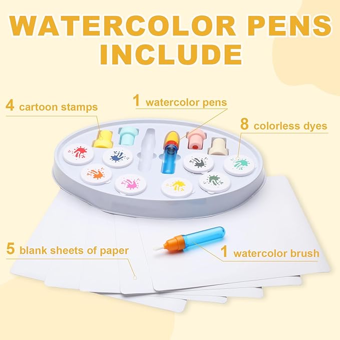 Color-Changing Magic Brush Kids Painting Set, Mess-Free Creative Art Activity for Home & Classroom, Gift for Toddlers Ages 3,4,5,6,7,8,9 (Suit)