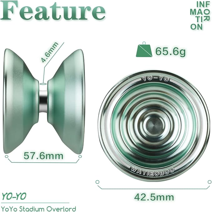 WATIEOBOO yoyo Professional Trick Yoyo for Beginners & Adults - Unresponsive Yoyo with U Type KK Bearing yo-yo + yoyos Glove (Light Blue)