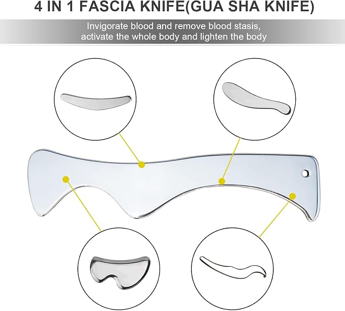Muscle Scraper Tool, Gua Sha Tool, Scraping Massage Tools, Stainless Steel Scraping Tool, IASTM Tools, Fascia Massage Tool to Physical Therapy for Scar Tissue, Soft Tissue, Relieve Body Pain