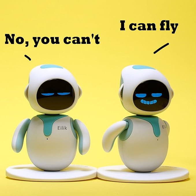ENERGIZE LAB Eilik – Cute Robot Pets Toys with Abundant Emotions, Your Perfect Interactive Companion at Home or Workspace. Unique Gifts for Girls & Boys. (Blue Combination)