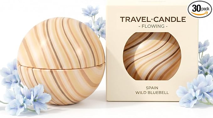 Spanish Wild Bluebell Scented Candle for Home, Soy Aromatherapy Decorative Candle Gift for Women, Portable Orb Candle, Travel Inspired Home Fragrance