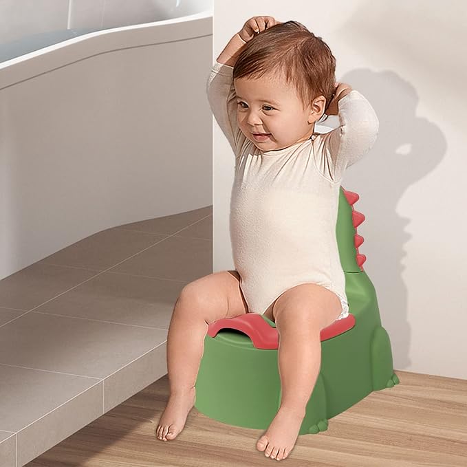 Potty Training Toilet, Dinosaur Potty Training Toilet Seat, Separated Dinosaur Training Potty for Toddlers with Non-Slip Rubber Mat Backrest, Portable Potty Chair for Boys and Girls Travel