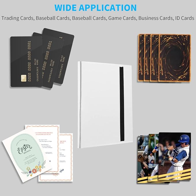 Card Binder, Upgraded 9 Pockets Trading Card Collection Binder for Cards, 360 Card Book Holder Album for Yugioh, MTG, TCG, Magic, Sports Cards - White