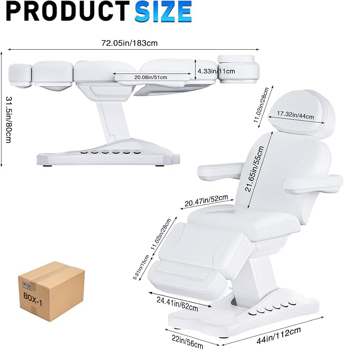 Fully Electric Massage Table with Lift, 1500lbs Capacity - Professional Adjustable Facial Bed for Estheticians, Spa & Waxing, Heavy-Duty 550lbs Capacity 2r5 2r7 (White - Fully B)