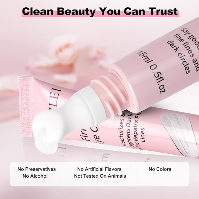 Hyaluronic Acid Firming Eye Cream, Daily Eye Treatment Cream, Unde Eye Cream for Dark Circles & Wrinkles, Anti-Aging & 24H Hydration, 0.5 oz