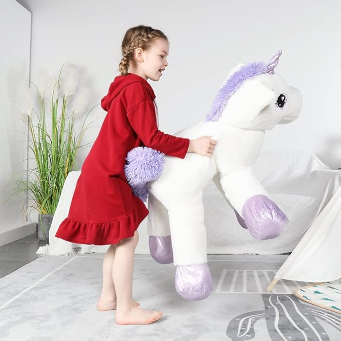 Tezituor 43'' Big Unicorn Plush Toys,Giant Unicorn Stuffed Animals Cute Soft Plushie,Birthday Decorations for Girls,White Unicorns Gifts for Children Adult Girlfriend