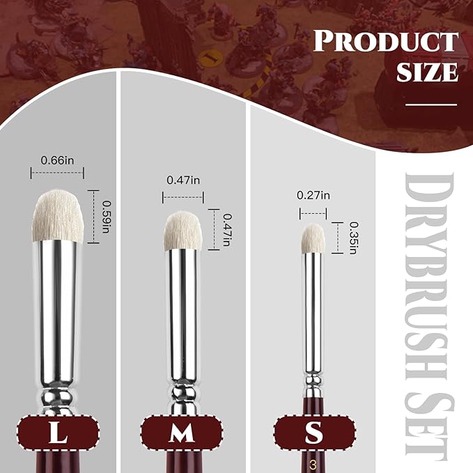 Kolinsky Sable Miniature Brushes Drybrushes for Miniature Set 7 pcs Paint Brushes for Miniature Oil Acrylics Model Paint Brushes #3, 5, 6