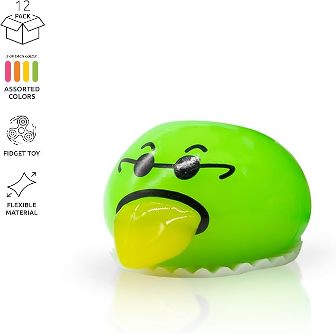 Windy City Novelties - 12 Pack - The Original Mr. Vomit Puking Egg Slime Stress Balls
