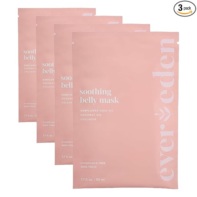 Evereden Soothing Belly Mask for Stretch Marks - One Size | 1 count | Belly Mask for Pregnancy | Clean Pregnancy Skincare | Non-toxic and Fragrance Free | Valentine Gifts for Women (Pack of 3)