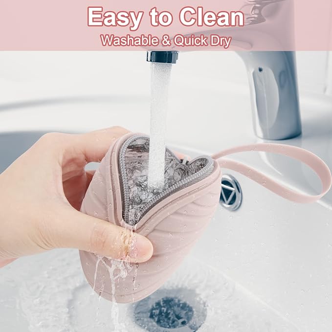 Menstrual Cups Case Storage Bag Travel Period Cup Carrying Pouch Washable Leak-proof Silicone Bag for Menstrual Cup, Tampons, Keys and Other Small Items (Pink)