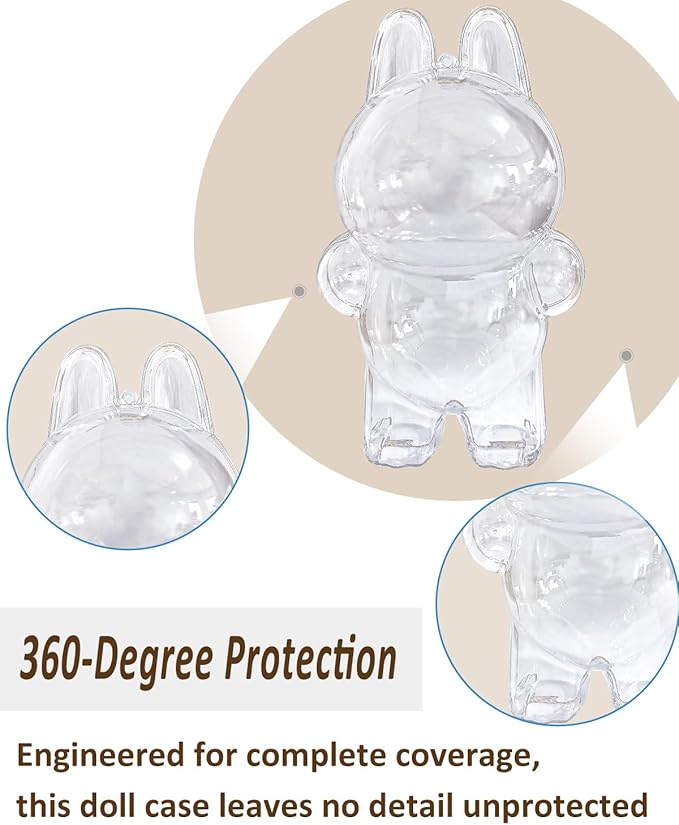 Collectible Toy Case- Rigid PVC Protector with Detachable Base & Strap Compatible for 17cm Standing LABUBU(6.7 INCH)