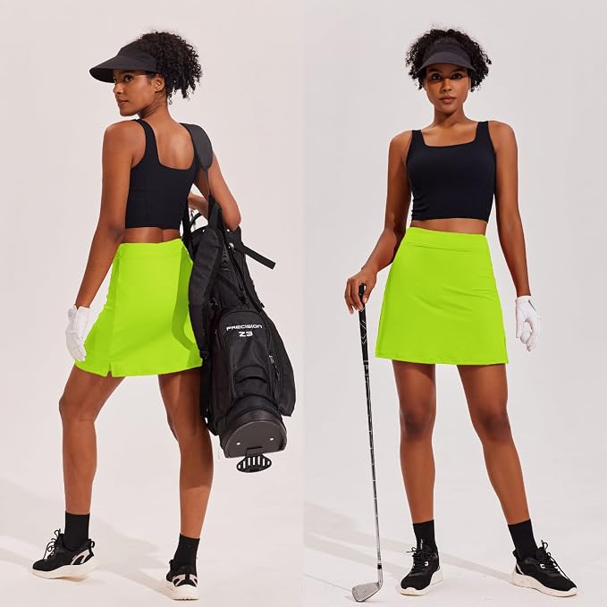 Ekouaer 16" Skorts for Women with Pockets Golf Pickleball Tennis Skirt | Silicone Grippers,2 Inner Pockets,Wide Waist,Side Slit Hem,Breathable,Soft,Lightweight