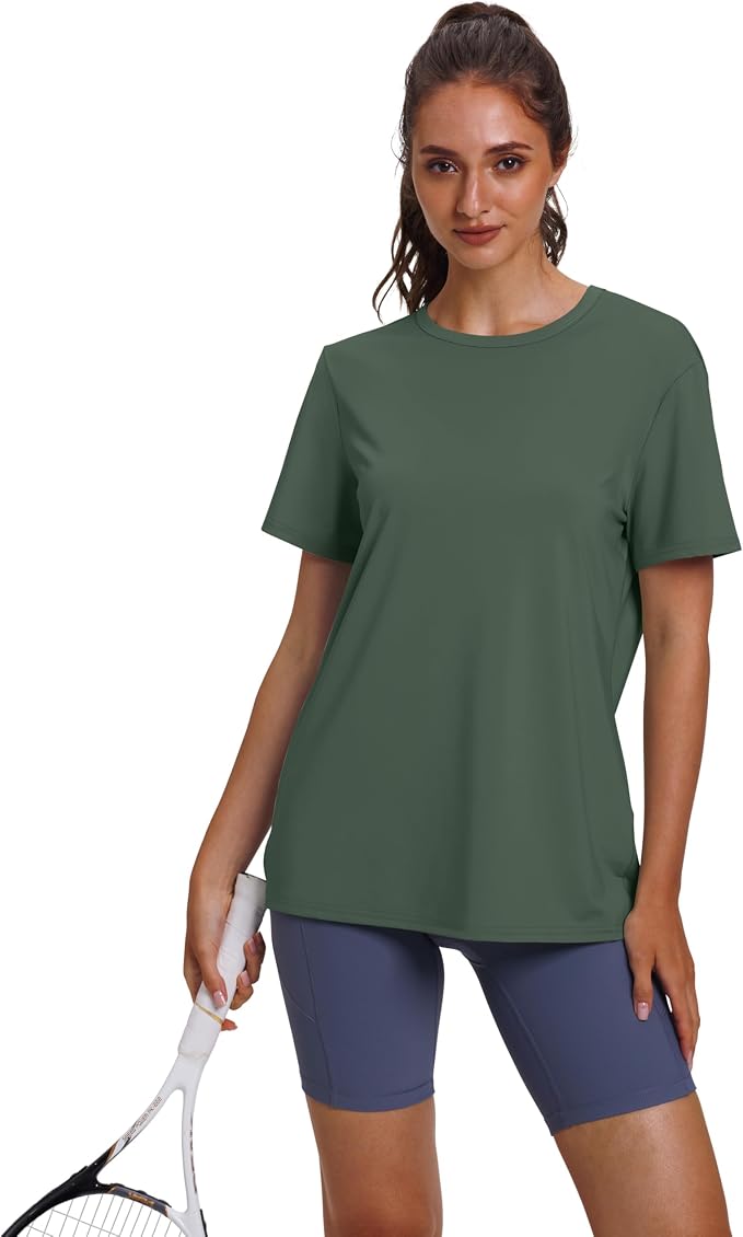 OFEEFAN Workout Tops for Women UPF 50+ Breathable Quick Dry Loose Fit T Shirt Outdoor Yoga Running Hiking Gym Tee Top