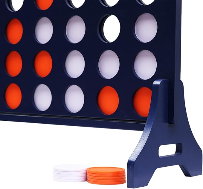 Tailgating Pros Premium Navy Giant Four in a Row with Carrying Case - Jumbo Oversized Outdoor Yard Game - Connect Multiple Pucks in a Row to Win - Many Puck Colors Available!