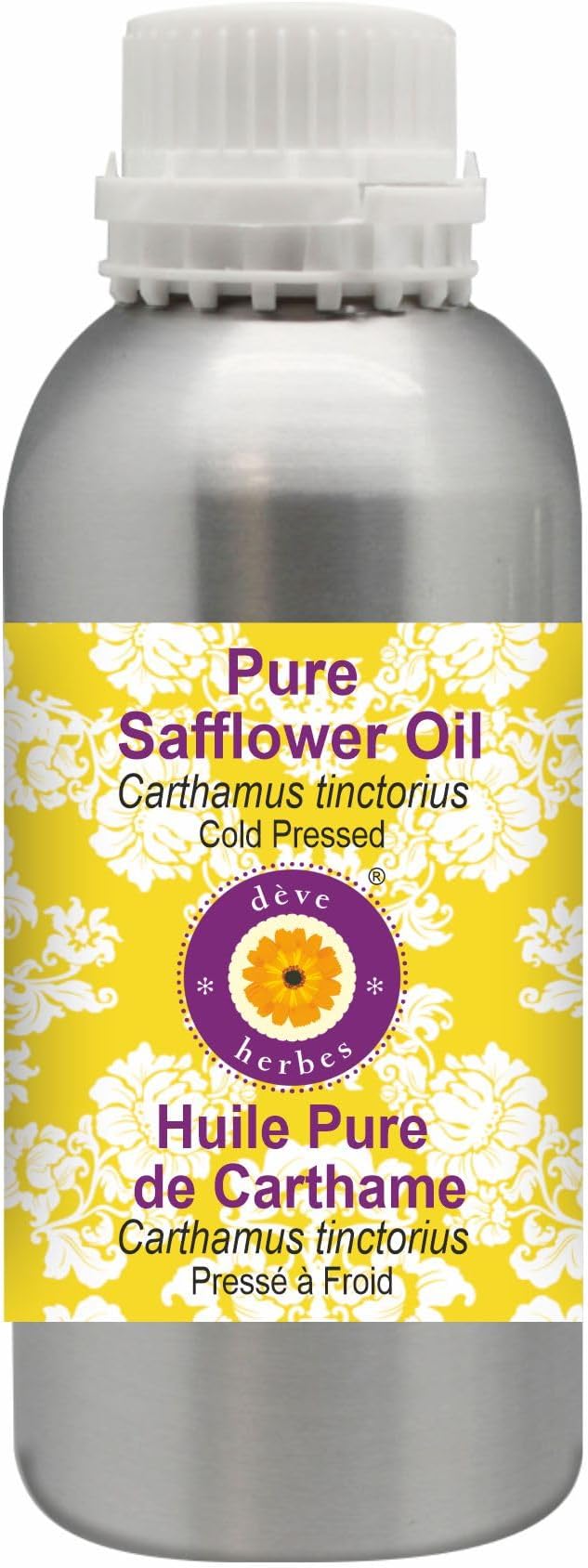 Deve Herbes Pure Safflower Oil (Carthamus tinctorius) Cold Pressed 630ml (21 oz)