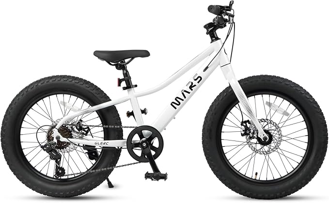Glerc Mars Kids Mountain Bike, 20 24 Inch Fat Tire Bike for Teen Ages 6-14 Year Old, Bicycle with 2.8-Inch Wide Tires and 6 Speed Drivetrain, Multiple Colors