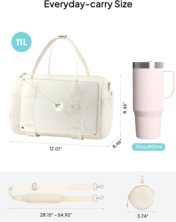 TOPEAST Small Gym Bag for Women with Yoga Mat Holder, Small Sports Duffle Bag Mini Gym Tote Bag with Water Bottle Pocket & Coin Purse for Weekender Travel Dance Workout, Beige