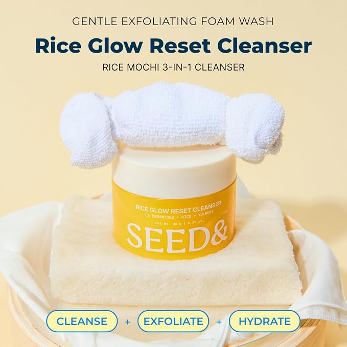 Dr.Eve Seedlab Seed& Rice Glow Reset Cleanser - Korean Rice Face Wash for Exfoliating, Deep Cleansing&Pore Care - Gentle Daily Facial Cleanser - Dermatologist Tested K-Beauty Skincare