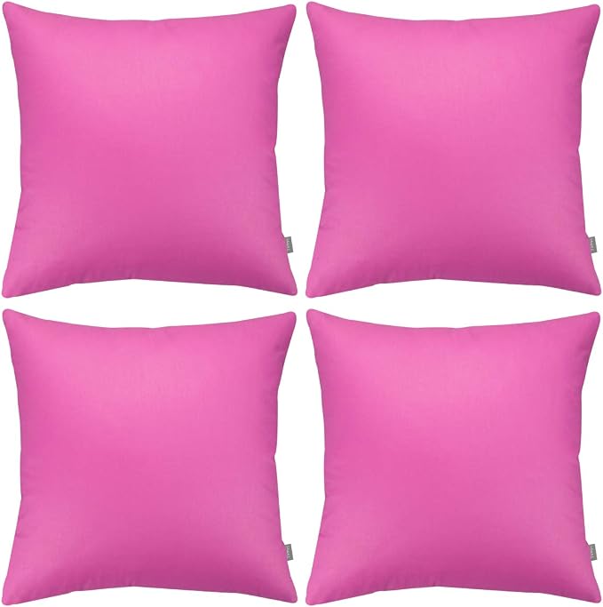 Thmyo 4-Pack 100% Cotton Comfortable Solid Decorative Throw Pillow Case, Square Cushion Cover Pillowcase Sublimation Blank Pillow Covers DIY Throw Pillowcase for Couch(18x18 inch/ 45x45cm,Rose red)