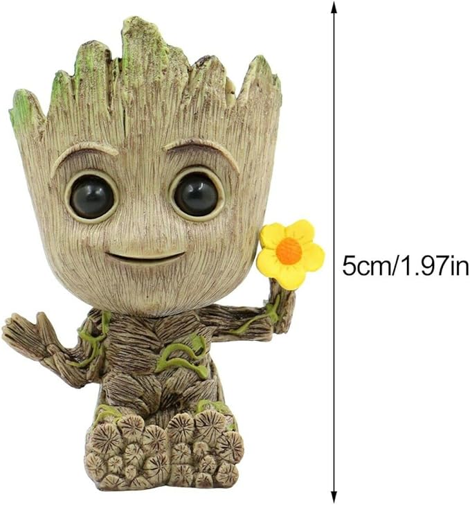 Mini Tree Men Figurine Miniature Model Home Accessories Decompression Artefact Kids (Flower Model)