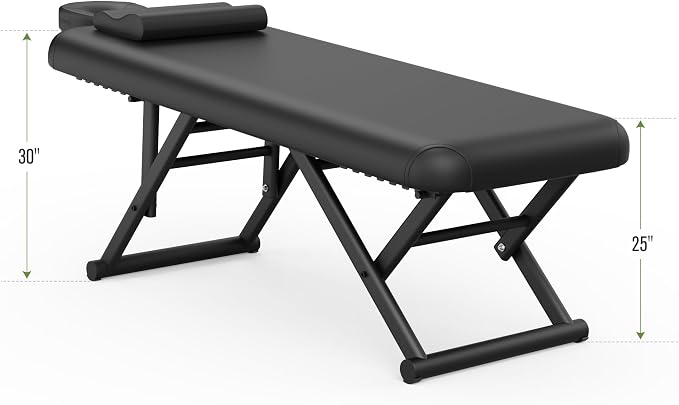 Olela Heavy Duty Stationary Massage Table - Adjustable Massage Table with Adjustable Height & Backrest, Treatment Tables with PU Leather, C-Shaped Pillow and Sturdy Metal Frame Support Up to 1000LBS