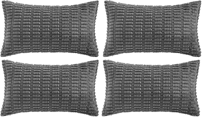 Fancy Homi 4 Packs Decorative Throw Pillow Covers for Living Room Couch Bed, Modern Farmhouse Boho Home Décor Accent Cushion Case, 24" x 14", Dark Gray