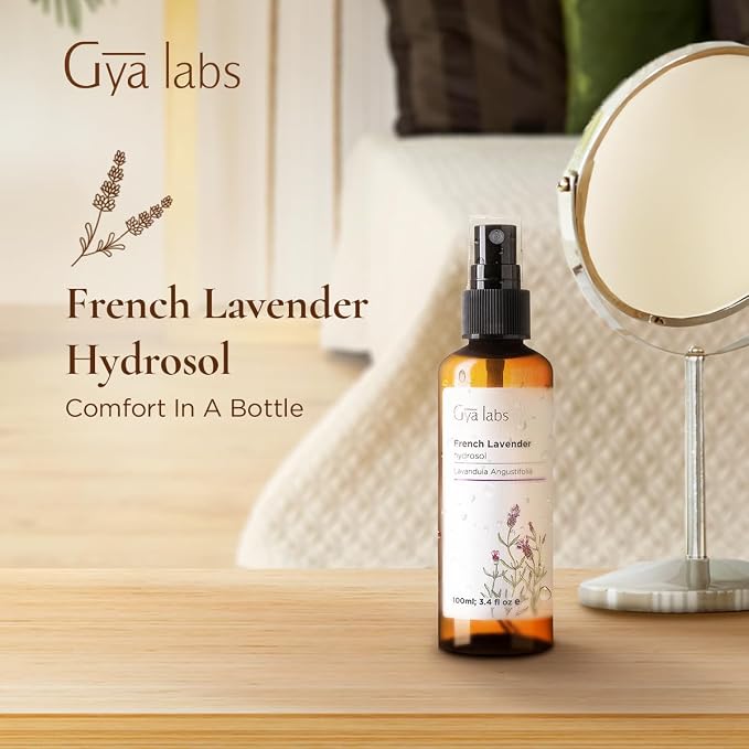Gya Labs French Lavender Hydrosol - 3.4 Fl Oz - Hydrating Face & Body Mist for Skin Toner & Hair Refresher - As Pillow, Room & Linen Spray for Fresh Scent