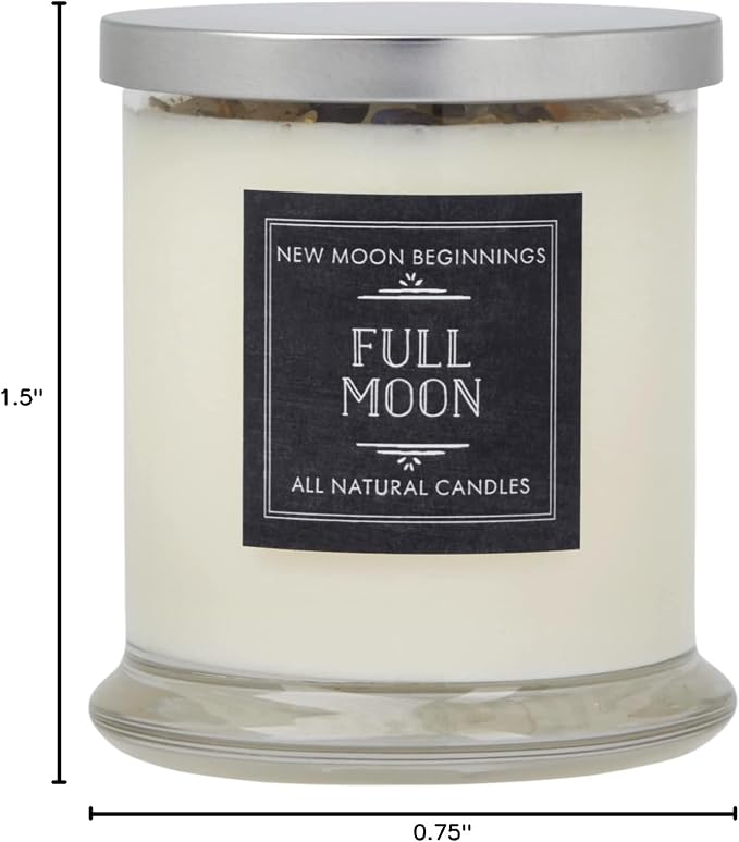 New Moon Beginnings Full Moon Candle - Purification & Cleansing - Floral, Citrusy, Warm, Sweet - Jasmine, Violet, Bergamot - 12oz Glass Jar