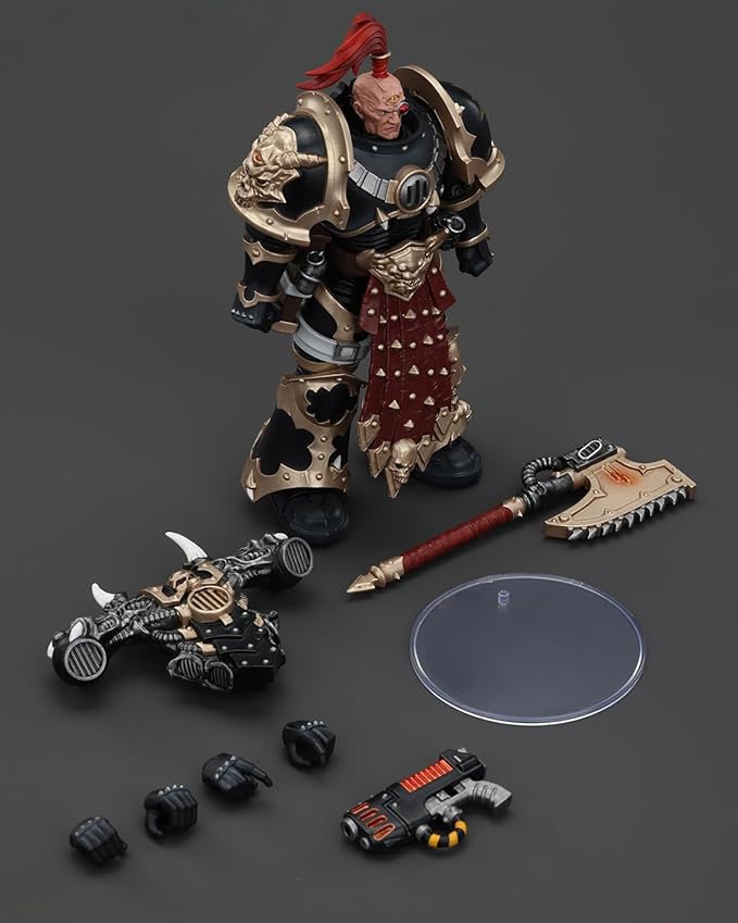 JoyToy Warhammer 40K Genuine License 1:18 Action Figure, Chaos Space Marines Black Legion Chosen with Plasma Pistol and Power Axe, 4.96 inch Collectible Action Figures Sets