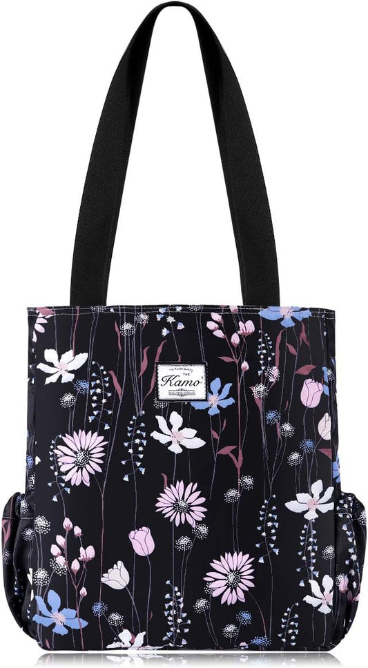 KAMO Floral Tote Bag - Waterproof Lightweight Handbags Travel Shoulder Bag for Hiking Yoga Gym Swimming Travel Beach