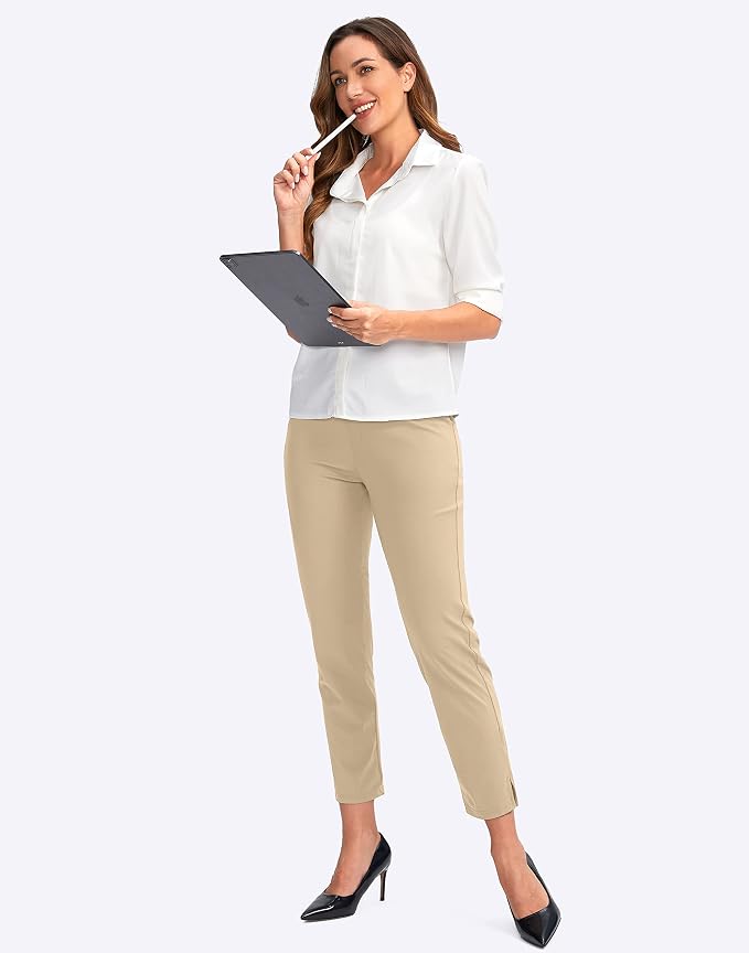 YYV Women's Golf Pants High Waist Stretch Ankle Pants with Pockets | Work Ankle Pants, Dress Pants with 4 Pockets, For Yoga Business Travel Casual