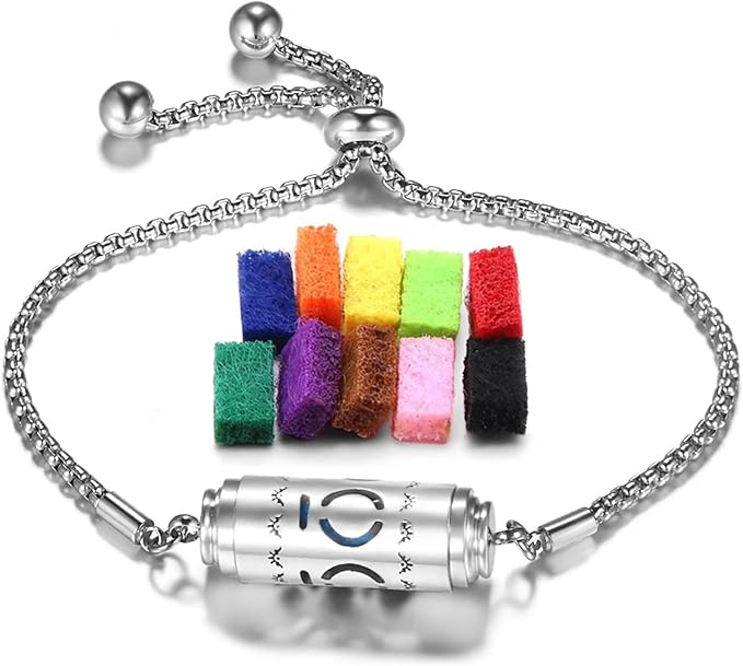 Essential Oil Bracelet,Essential Oil Diffuser Bracelet Stainless Steel Aromatherapy Locket Adjustable Diffuser Bracelet Unisex (Stretch-F)