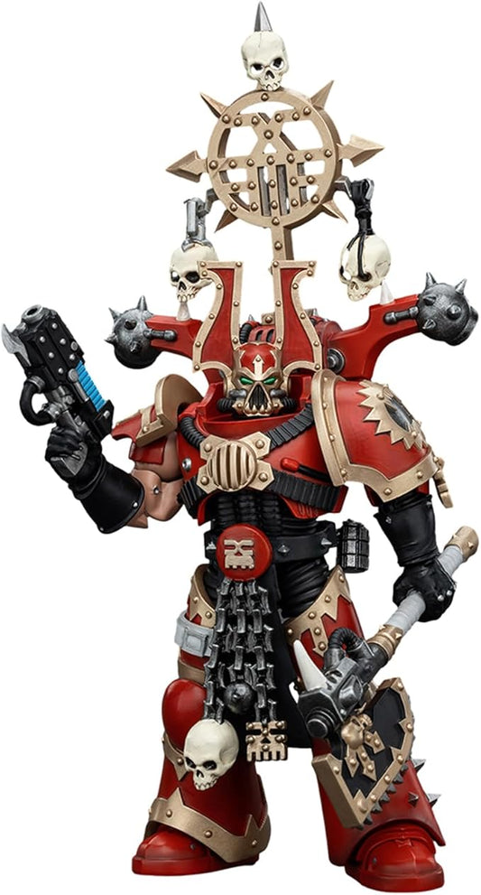 Pipigirl JoyToy GW 40K Genuine License 1:18 Action Figure, World Eaters Khorne Berzerker with Berzerker lcon, 4.96 inch Collectible Action Figures Sets