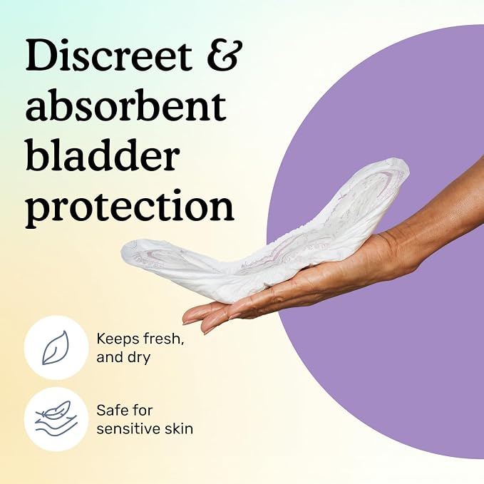 Because Premium Incontinence Pads for Women - Discreet, Individually Wrapped Liners - Moderate Absorbency, Ergonomic Design for Comfort, Leak Protection - 20 Count (Pack of 1)
