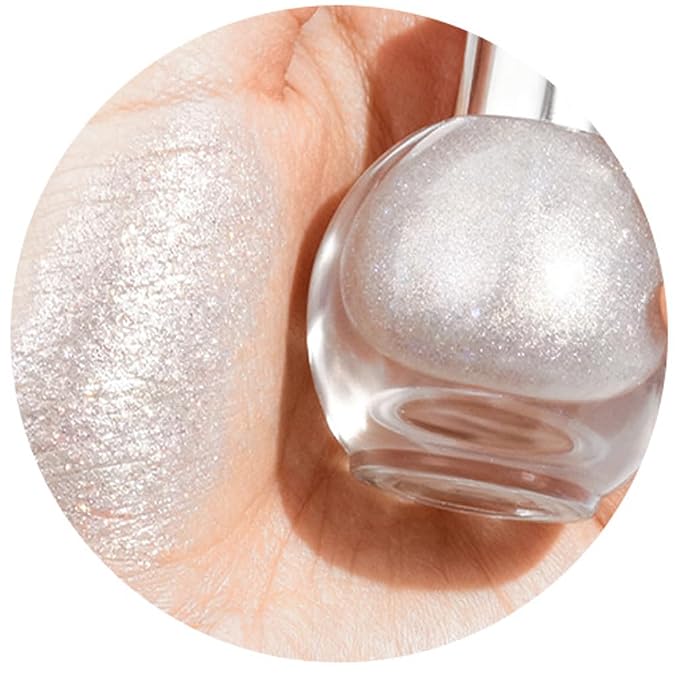 Silver White Face and Body Highlighter Spray Natural Glow Makeup, 0.14oz | High Gloss Powder, Waterproof Shimmer Spray for Women Mardi Gras Singer Concert Music Rave Festival Outfits Accessories