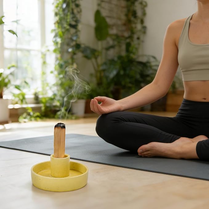 Palo Santo Holder, Ceramic Incense Stick Holder, Sage Holder for Yoga, Meditation, and Energy Cleansing, Unique Ceramic Incense Holder Gift for Palo Santo Sticks (Yellow)