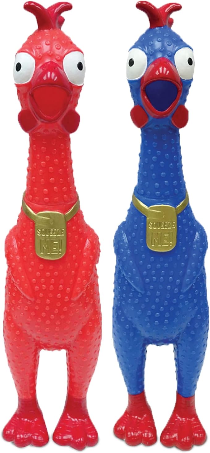 Animolds Squeeze Me Rubber Chicken Toy | Screaming Squeaky Chicken for Kids & Dogs | Novelty Prank Gag Gift (1 Pack Solid)