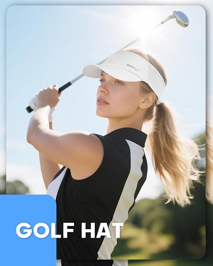 BEACE Sun Visor Hat Women Men-Sports Lightweight Wicking Stretchy Sunvisor Cap for Golf Tennis Running Pickleball Beach