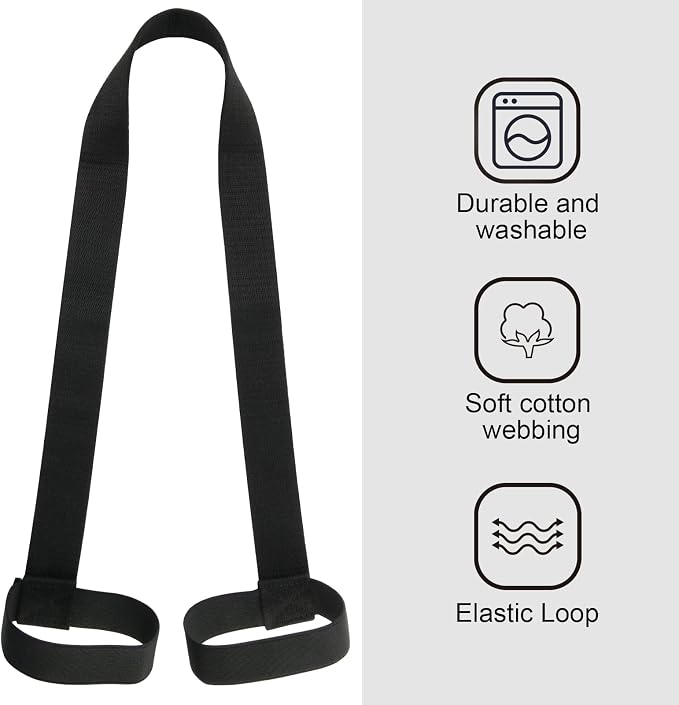 Cosmos Yoga Pilates Mat Strap - Looped Sling/Harness/Carrier Strap with Stretching Band Loops for Pilates, Exercises & Aerobics Mat Carrying - Soft & Durable Cotton, Black