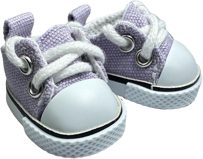2 Pairs 17cm Doll Shoes, Lace-Up Canvas Sneakers Mini Shoes for 17cm Dolls, Fingerboard Shoes, Mini Finger Shoes, Clothing Accessory for 6.7in Dolls (Pink & Purple)