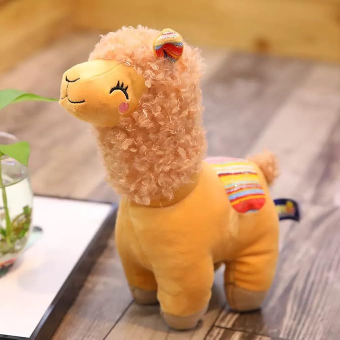 Llama Stuffed Animal Cute Alpaca Plush Toy 10 inch for Girls Boys(Alpaca yinghua Yellow)