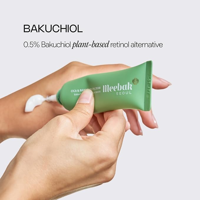 Meebak Eye Cream with Bakuchiol, Caffeine, and Cica – Anti-Aging Under Eye Treatment for Puffiness, Dark Circles, Fine Lines, and Wrinkles, Brightening Daily Eye Cream for Tired Eyes