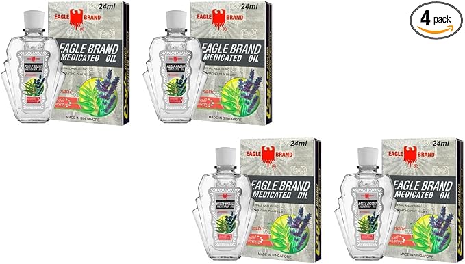 2 Packs - White Twin Essentail Medicated Oil - Bon Chai Dau Con O Trang - 24mL per Bottle with 4 Bottles per Order - Made in Singapore