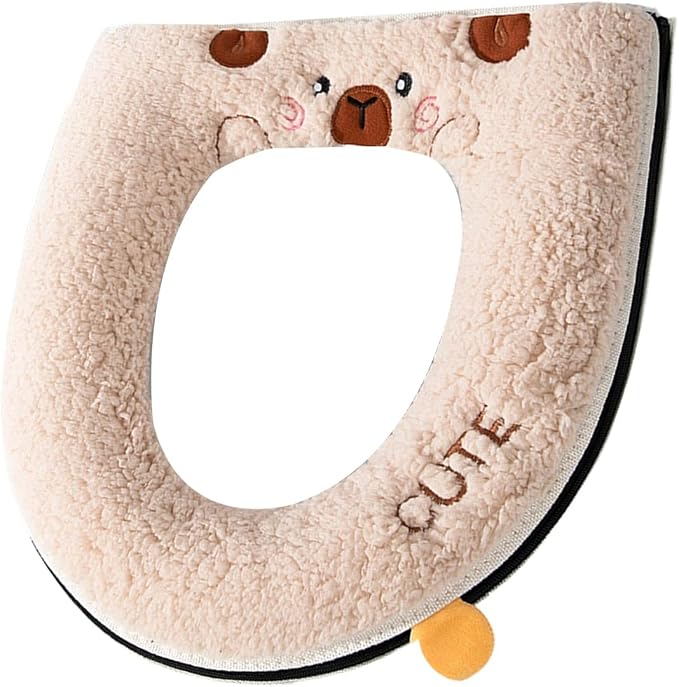 Cartoon Toilet Seat Cover, Plush Warm Soft Easy Installation Easy Winter Toilet Seat Cover for Home Bathroom