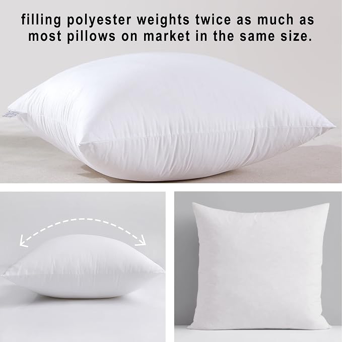 HITO 12x20 Pillow Inserts (Set of 2) - Decorative Square Throw Pillows White for Couch Bed Sofa