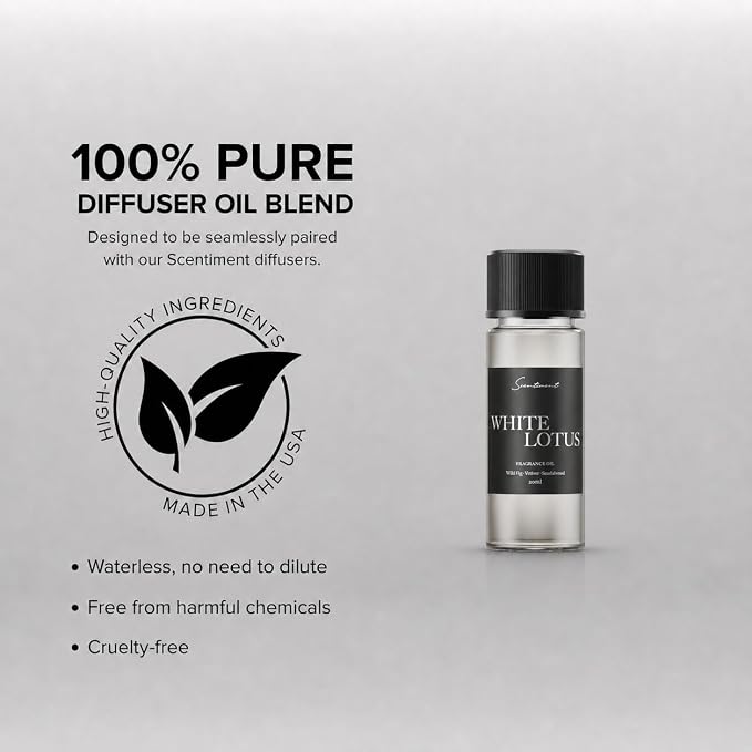 Scentiment White Lotus Diffuser Oil - Premium Hotel Scent with Notes of of Wild Fig, Vetiver, Almond & Sandalwood Home Scent, Hotel Fragrance Oil Diffuser Refill - 0.68 fl oz (20 mL)