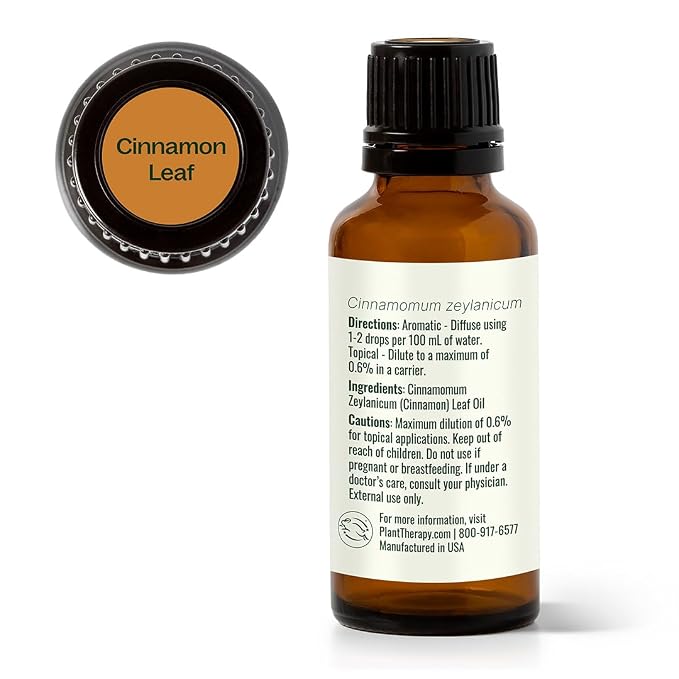 Plant Therapy Cinnamon Leaf Essential Oil 30 mL (1 oz) 100% Pure, Undiluted, Aromatherapy, Cozy Scent, Sore Muscle Relief