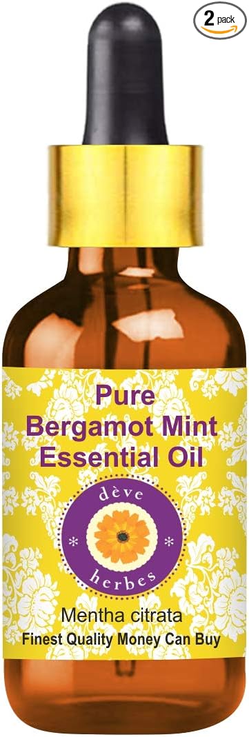 Deve Herbes Pure Bergamot Mint Essential Oil (Mentha citrata) with Glass Dropper Steam Distilled 15ml (0.50 oz)