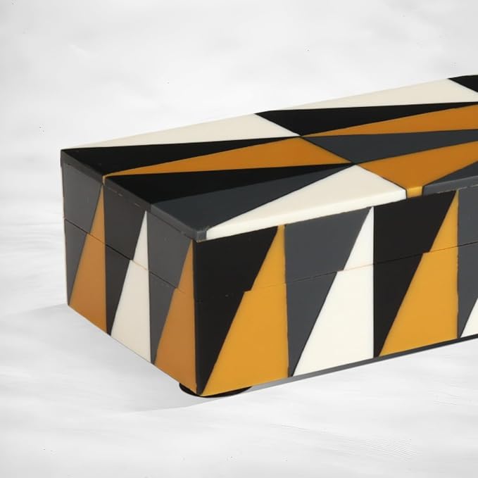 Handicrafts Home Decorative Storage Box with Lid, Decorative Remote Control Box, Slim Coffee Table Storage Box, Decorative Box for Shelf, Desk & Living Room Decor, Puzzle Guild 10 x 2.5 x 1.5 Inch