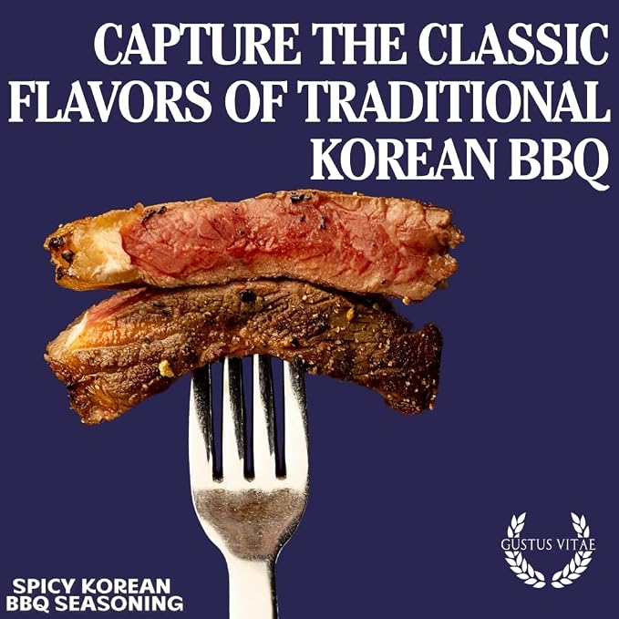 Gustus Vitae | Spicy Korean BBQ Seasoning | Natural Small Batch Gourmet Mix | Gourmet Spice Blend | Non GMO | No MSG | No Fillers | Handmade in USA | Magnetic Tin | Small Batch | All Natural